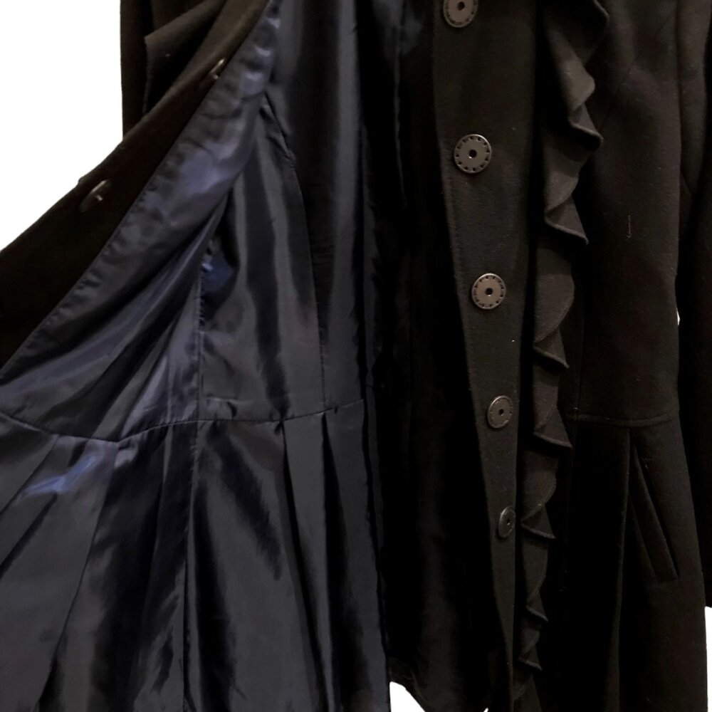 Double Ruffle Pleated Pea Coat - Picture 11 of 15